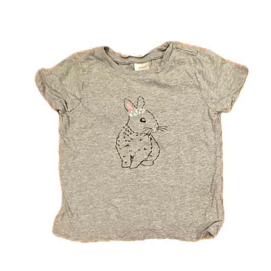 Hanna Andersson Girls Gray Bunny T-Shirt Size: 4T Gray Bunny