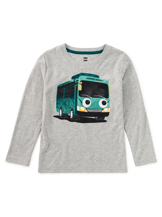 Tea Collection Boys Gray Bus Long Sleeve T-Shirt Size: 5T Gray Bus