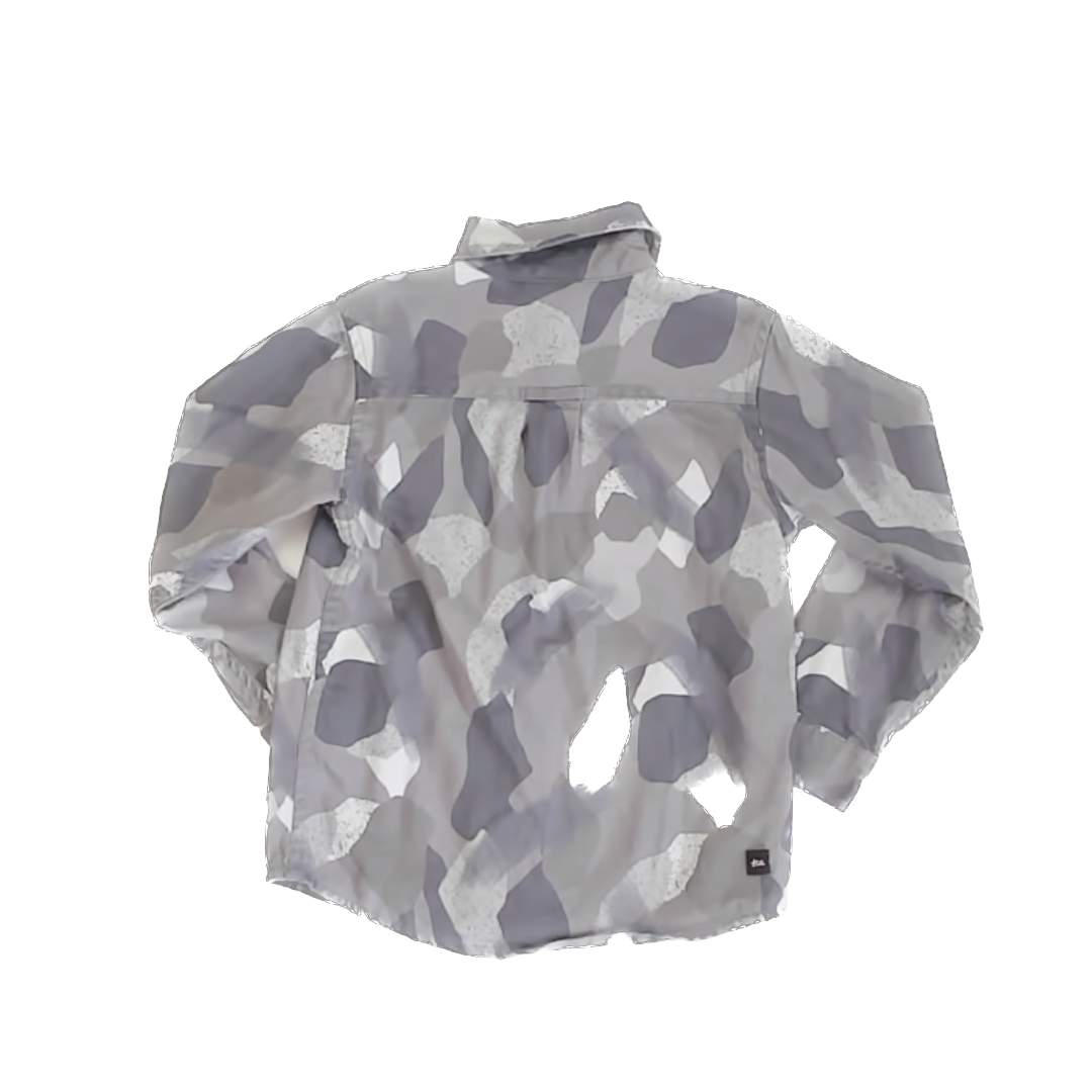 Tea Collection Boys Gray Camo Button Down Long Sleeve Size: 4T Gray Camo