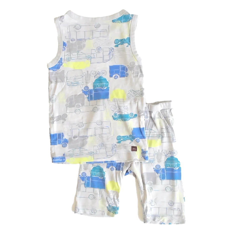 Tea Collection Boys Gray Car 2-piece Pajamas Size: 7 Years Gray Car
