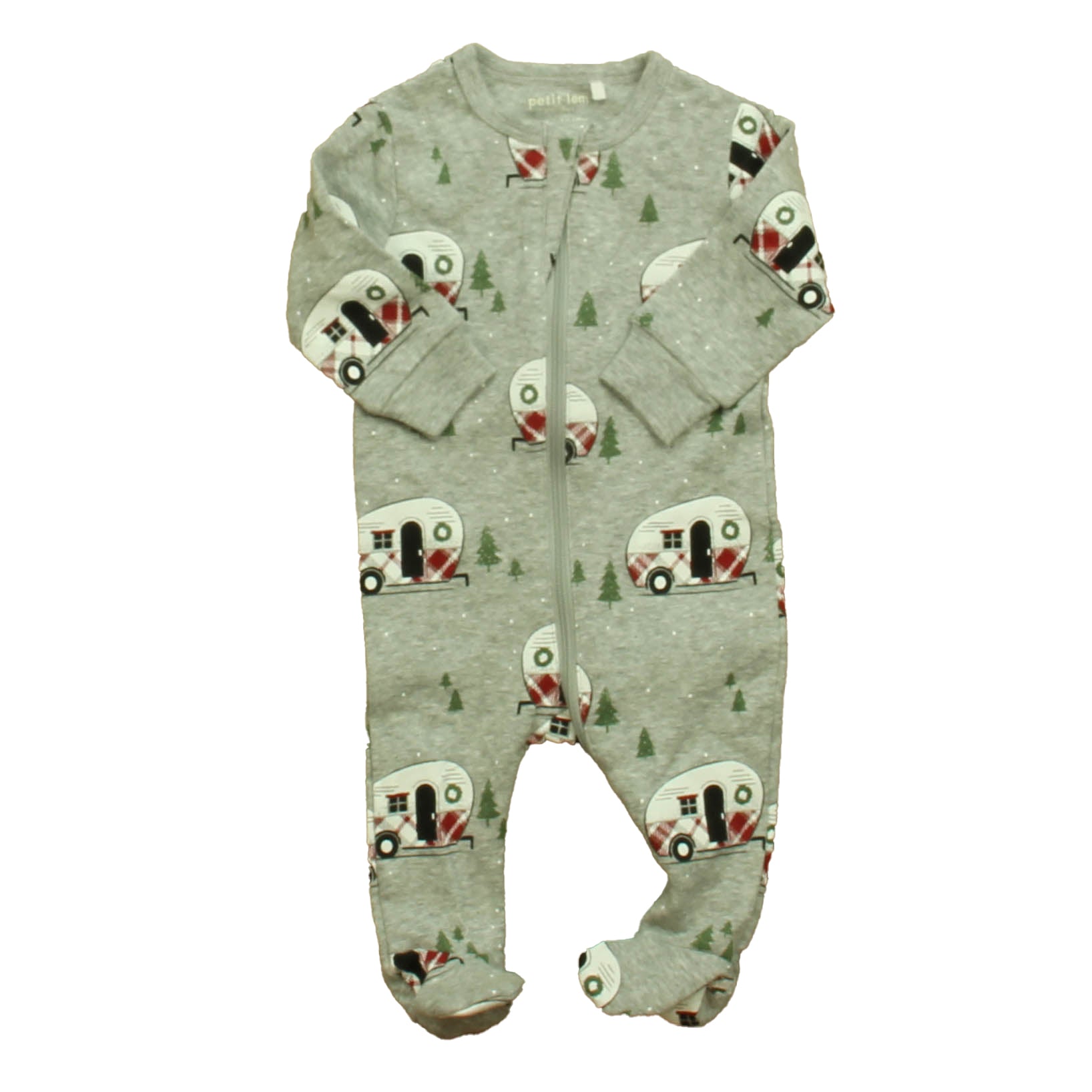 Petit Lem Boys Gray Christmas 1-piece footed Pajamas Size: Newborn Gray Christmas