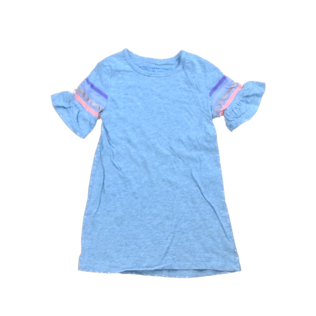 Rockets Of Awesome Girls Gray | Color Striped Shoulders Dress Size: 5T Gray | Color Striped Shoulders