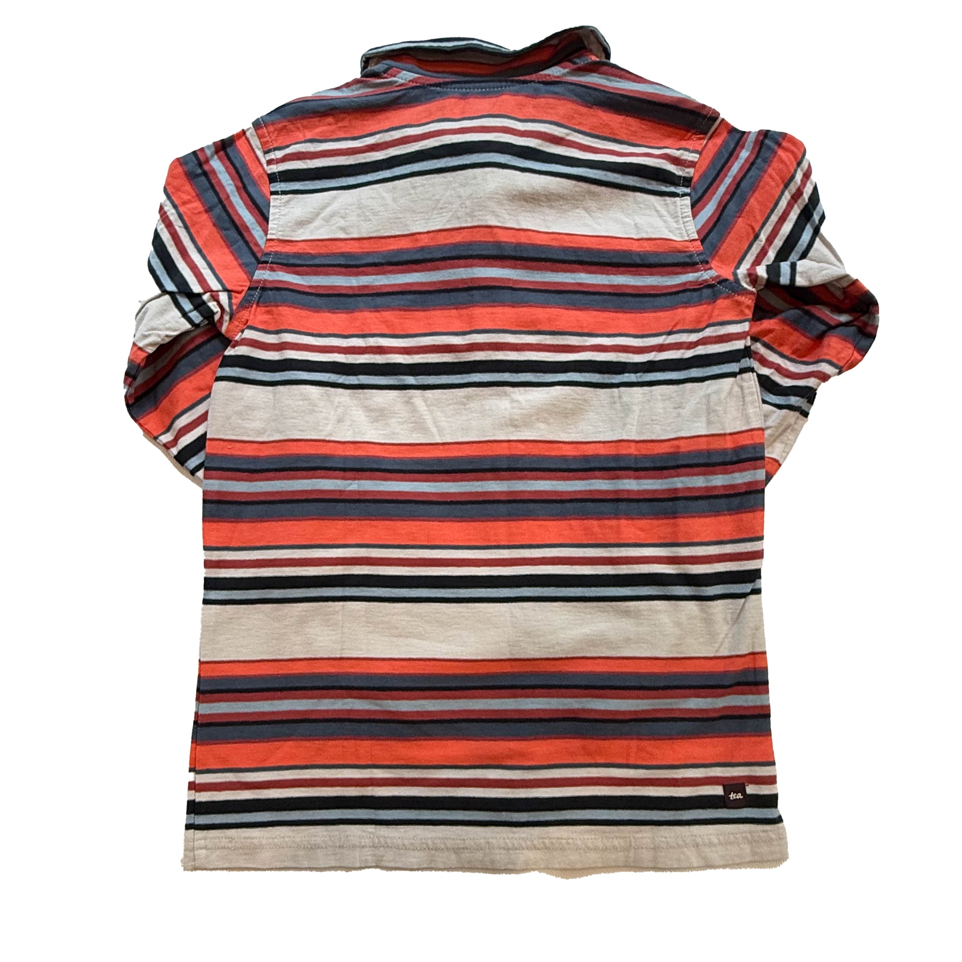 Tea Collection Boys Gray | Coral Stripe Rugby Shirt Size: 10 Years Gray | Coral Stripe