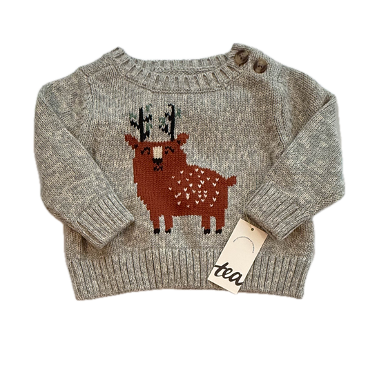 Tea Collection Boys Gray Deer Sweater Size: 6-9 Months Gray Deer