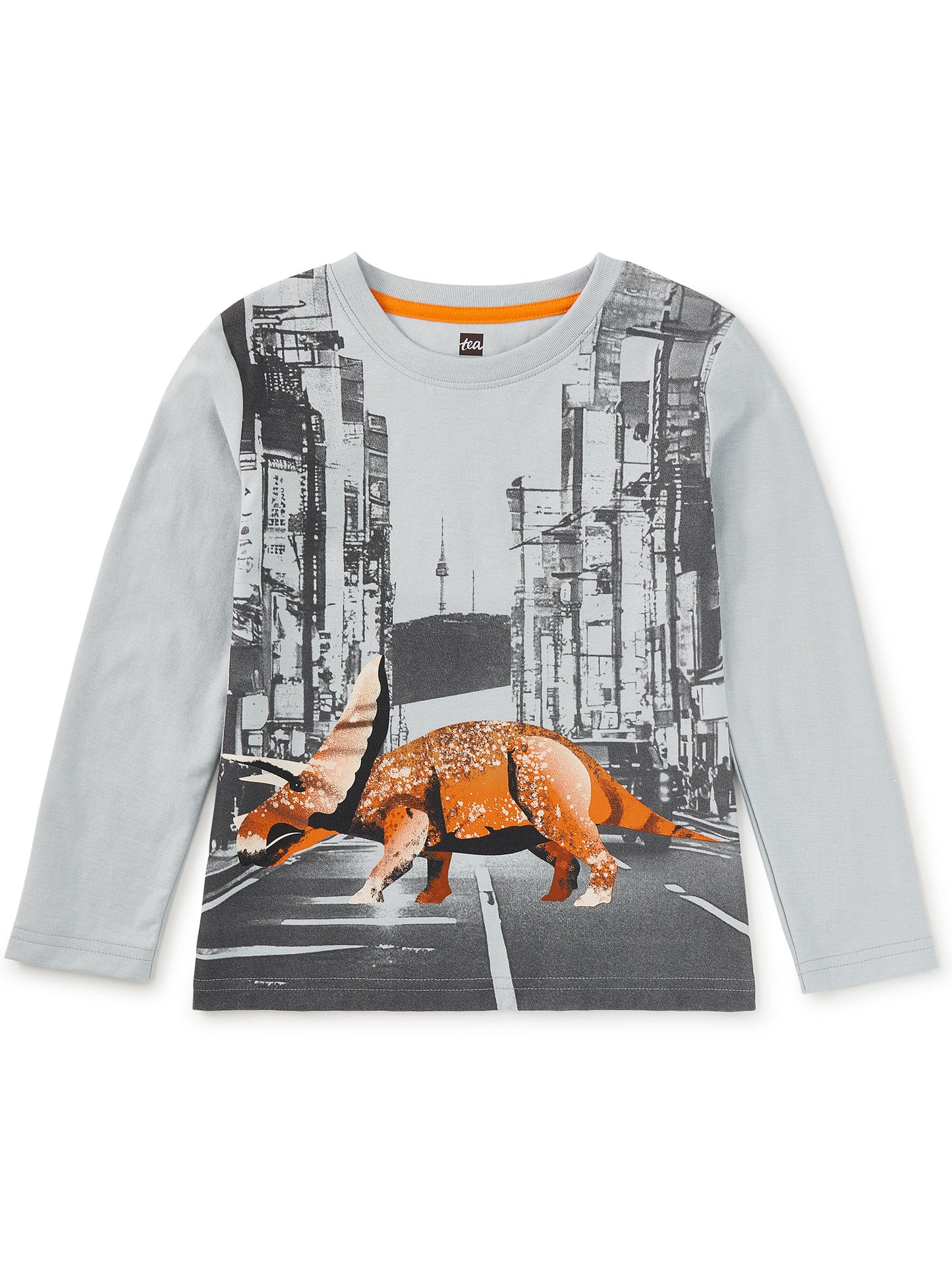 Tea Collection Boys Gray Dino in the City Long Sleeve T-Shirt Size: 5T Gray Dino in the City