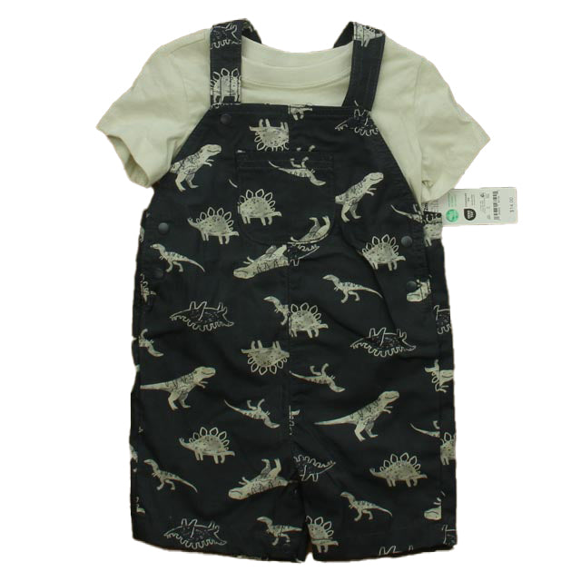 Carter's Boys Gray Dinosaurs Overalls Size: 12 Months