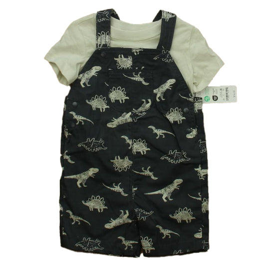 Carter's Boys Gray Dinosaurs Overalls Size: 12 Months