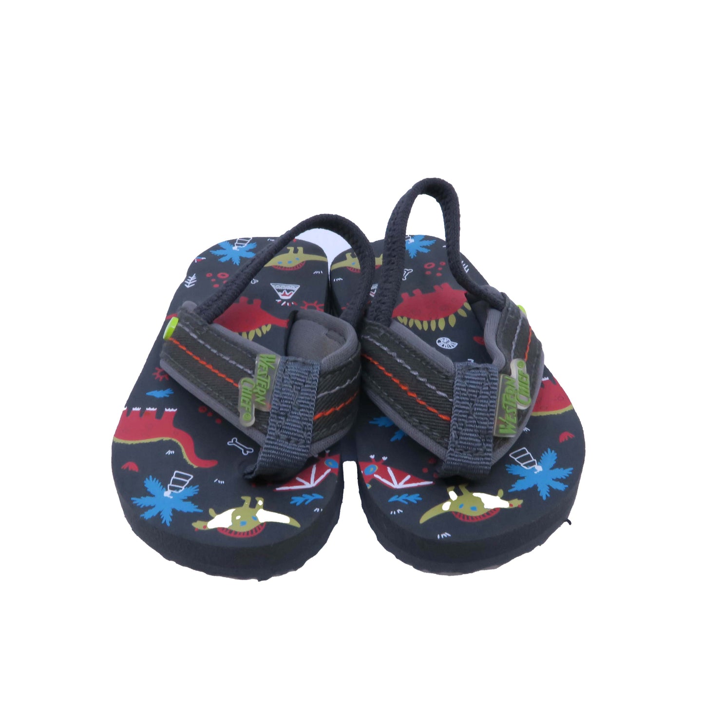 Western Chief Boys Gray Dinosuars Flip Flops Size: 5 Toddler Gray Dinosuars