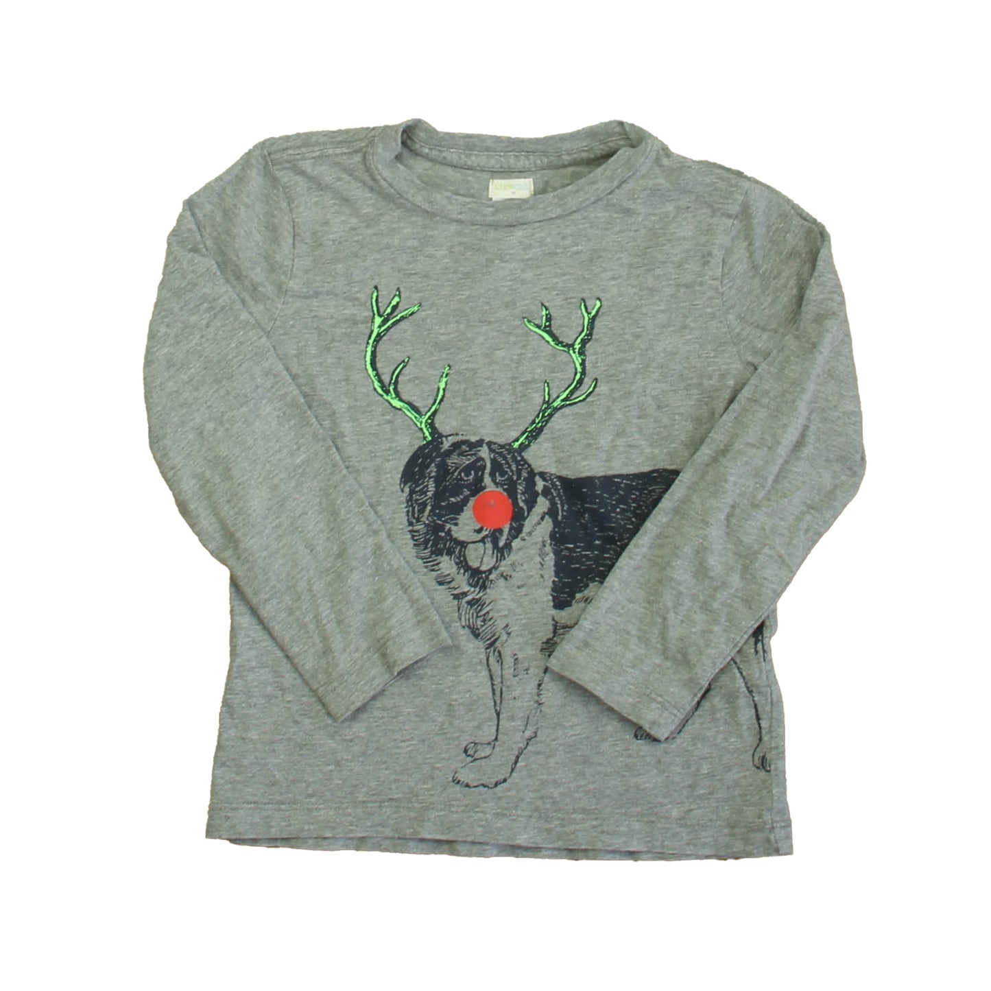 Crewcuts Boys Gray Dog with Antlers Long Sleeve T-Shirt Size: 3T