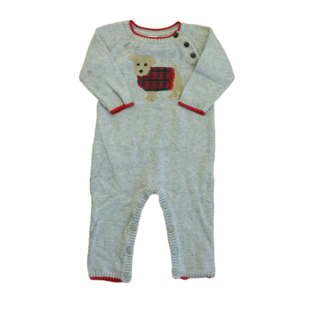 Janie and Jack Boys Gray Dog Long Sleeve Outfit Size: 6-12 Months