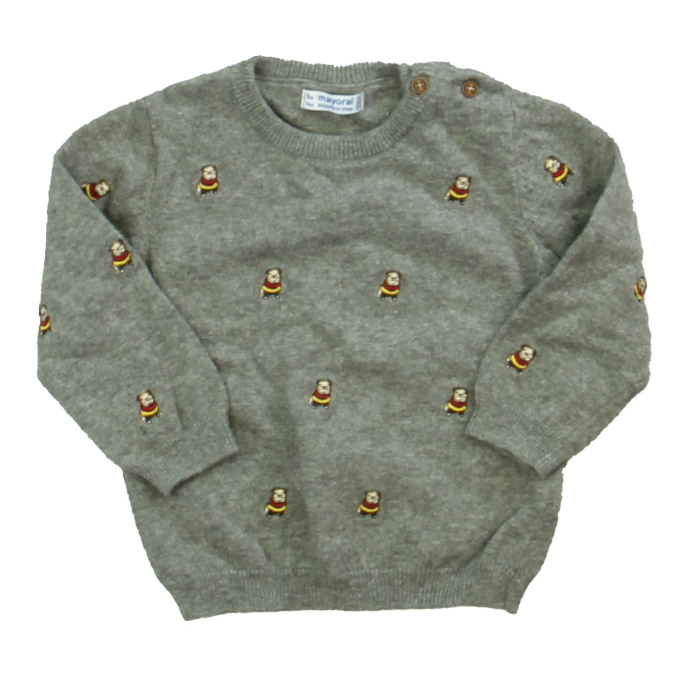 Mayoral Boys Gray Dogs Sweater Size: 9 Months