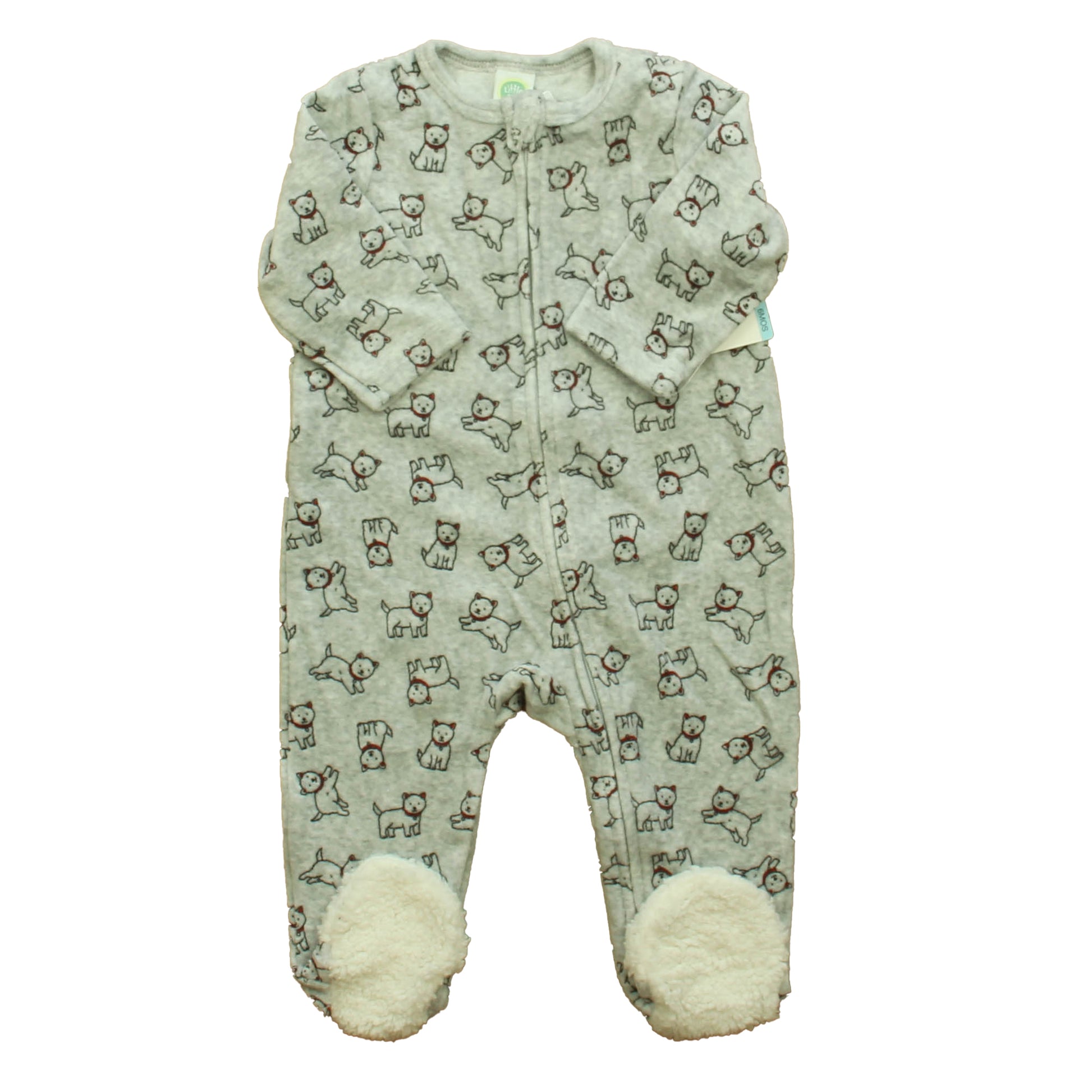 Little Me Boys Gray Dogs 1-piece footed Pajamas Size: 6 Months Gray Dogs