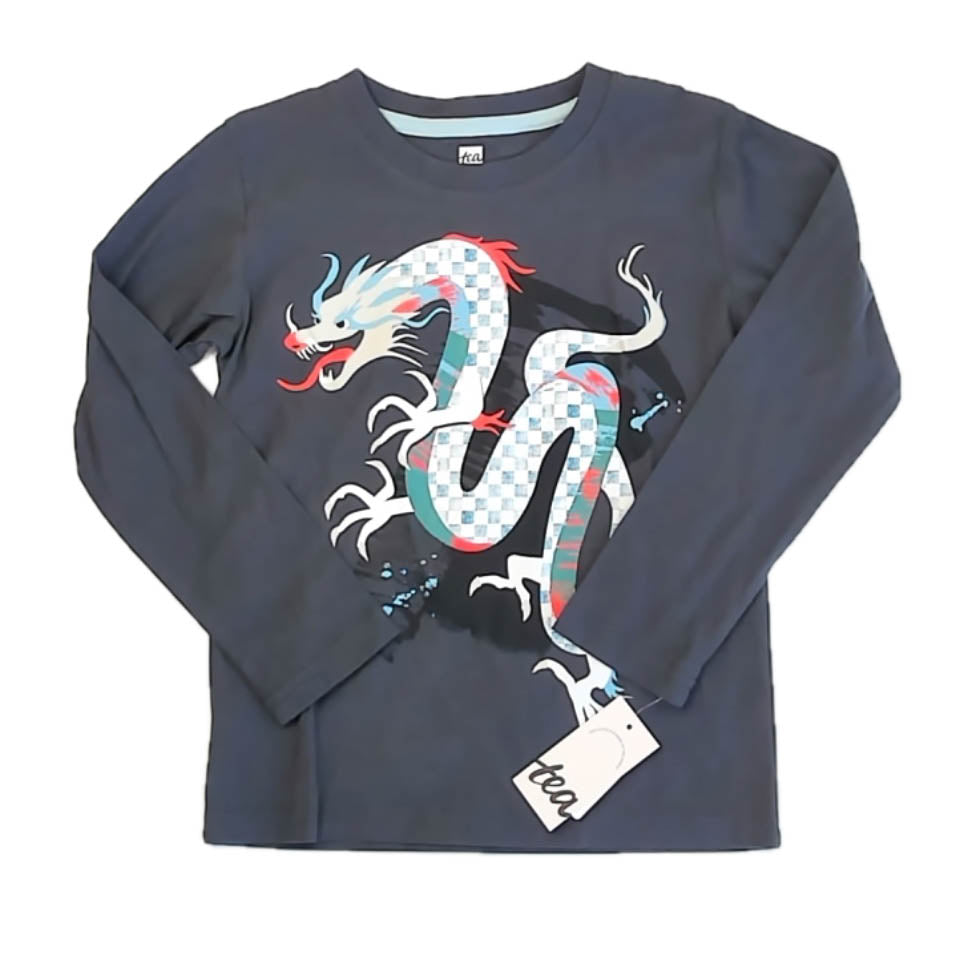 Tea Collection Boys Gray Dragon Long Sleeve T-Shirt Size: 5T Gray Dragon
