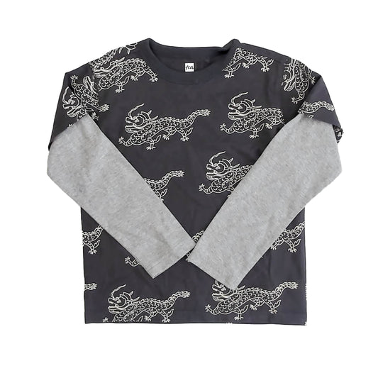 Tea Collection Boys Gray Dragon Long Sleeve T-Shirt Size: 5T Gray Dragon