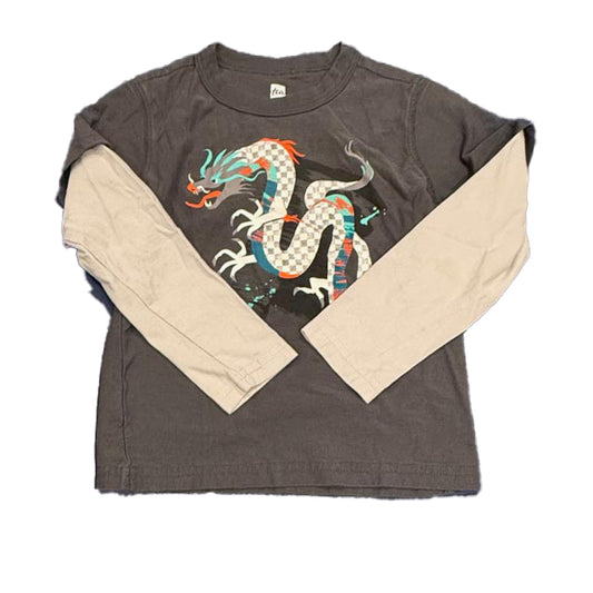 Tea Boys Gray Dragon Long Sleeve T-Shirt Size: 4T