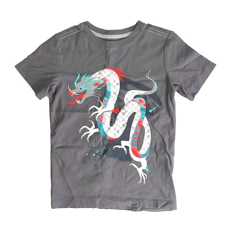 Tea Collection Boys Gray Dragon T-Shirt Size: 8 Years Gray Dragon