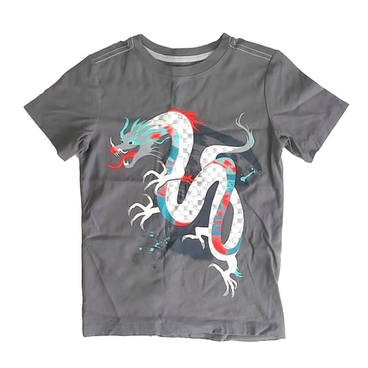 Tea Collection Boys Gray Dragon T-Shirt Size: 8 Years Gray Dragon