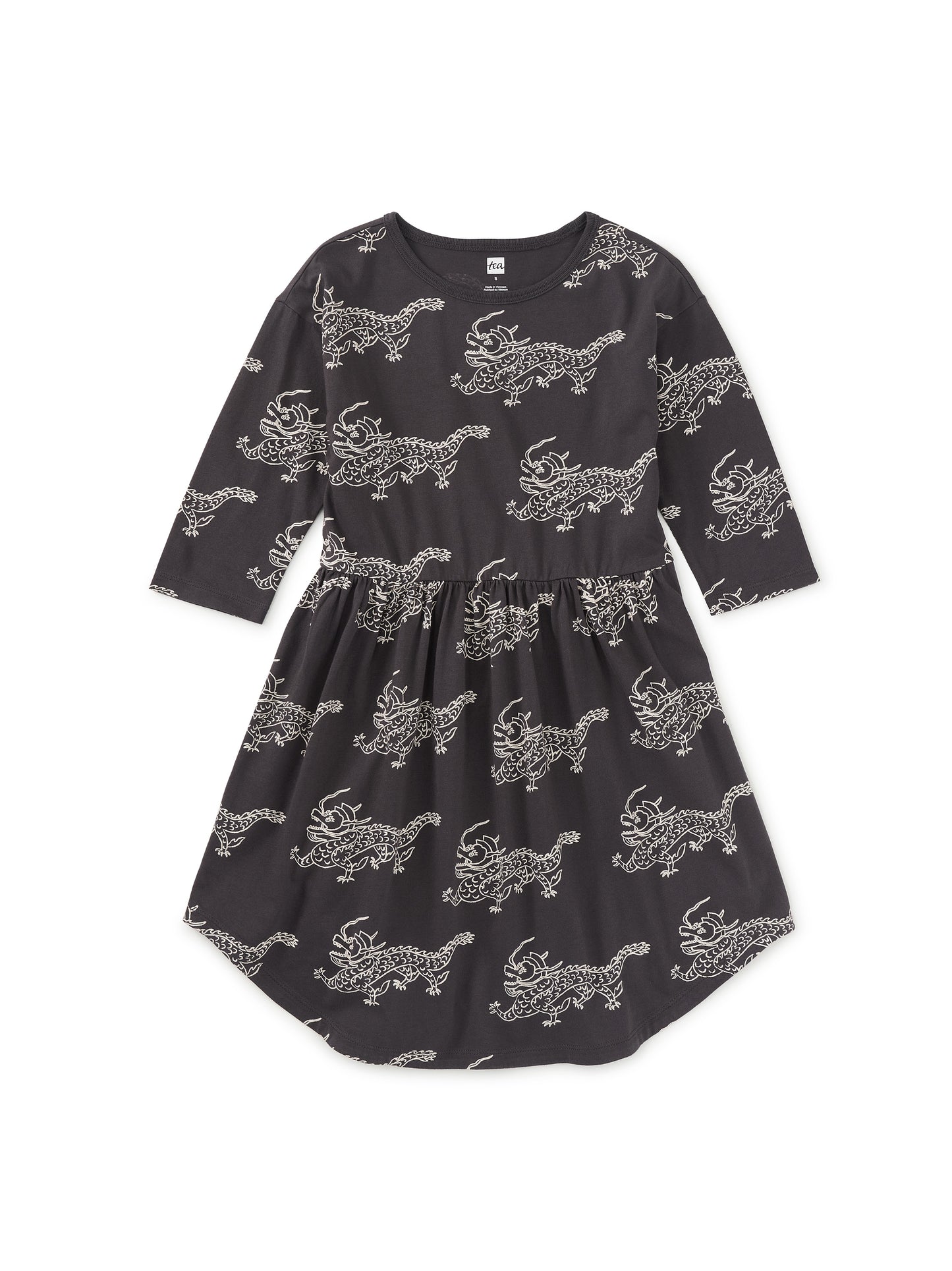 Tea Collection Girls Gray Dragons Dress Size: 5T Gray Dragons