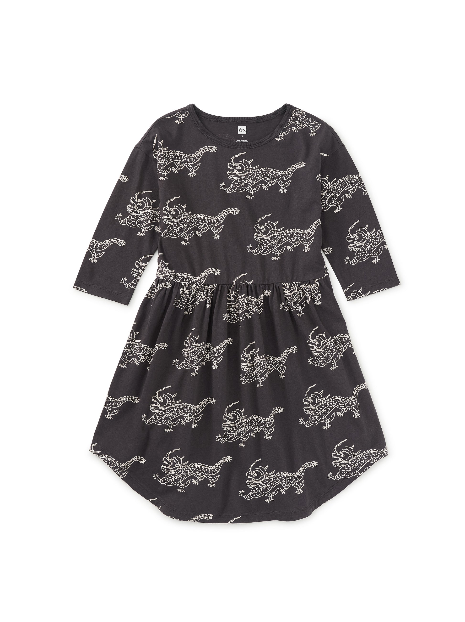 Tea Collection Girls Gray Dragons Dress Size: 5T Gray Dragons