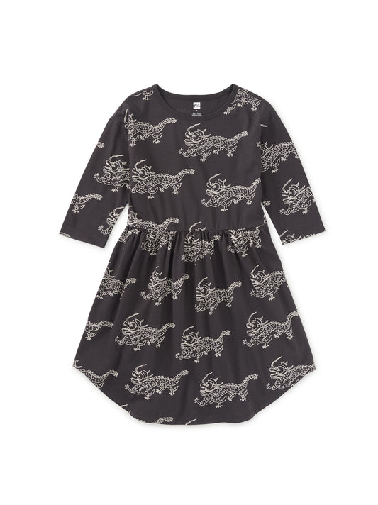Tea Collection Girls Gray Dragons Dress Size: 5T Gray Dragons