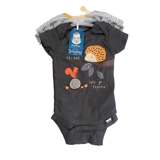 Gerber Boys Gray Exploration Onesie Size: 3-6 Months Gray Exploration