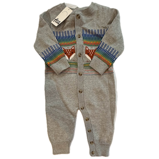 Tea Collection Boys Gray Fair Isle Romper Size: 6-9 Months Gray Fair Isle