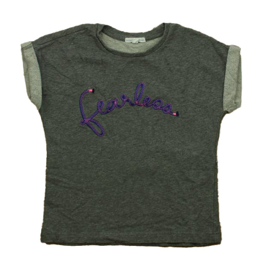 Rockets Of Awesome Girls Gray Fearless Short Sleeve Shirt Size: 8 Years