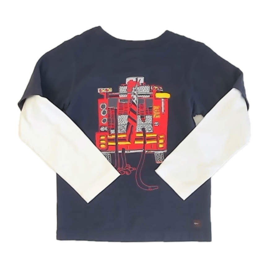 Tea Collection Boys Gray Firetruck Long Sleeve T-Shirt Size: 5T Gray Firetruck