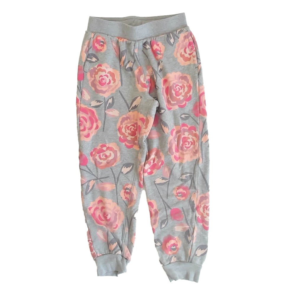 Tea Collection Girls Gray Floral Casual Pants Size: 12 Years Gray Floral