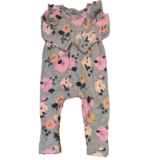 Tea Collection Girls Gray Floral Long Sleeve Outfit Size: 12-18 Months Gray Floral