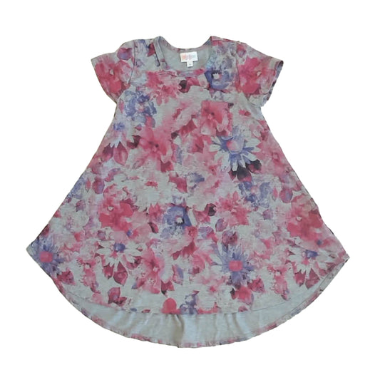 Lularoe Girls Gray Floral Dress Size: 6 Years Gray Floral