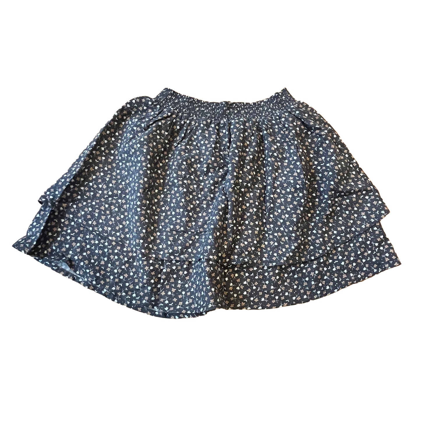 Rylee + Cru Girls Gray Floral Skirt Size: 10-12 Years