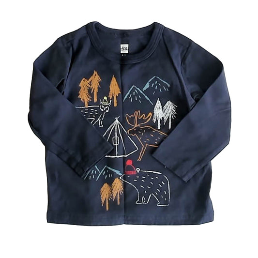 Tea Boys Gray Forest Long Sleeve T-Shirt Size: 9-12 Months Gray Forest