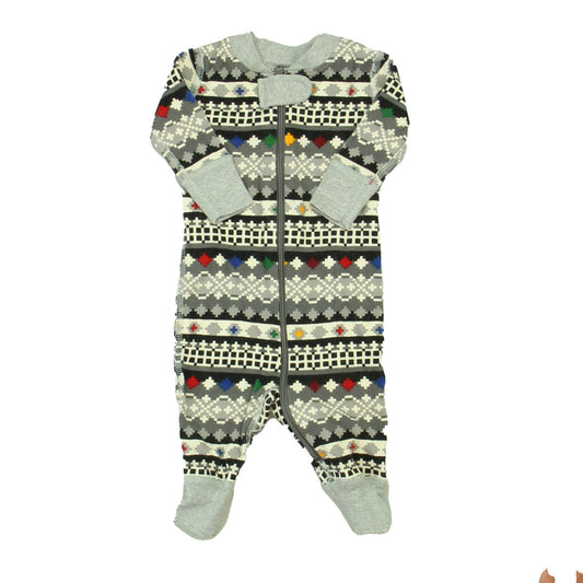 Hanna Andersson Boys Gray | Gray | Red 1-piece Non-footed Pajamas Size: 0-3 Months Gray | Gray | Red