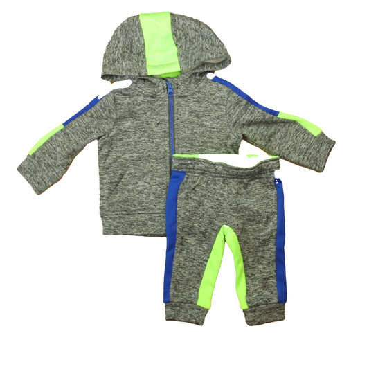 Athletic Works Boys Gray | Green | Blue Track Suit Size: 3-6 Months Gray | Green | Blue