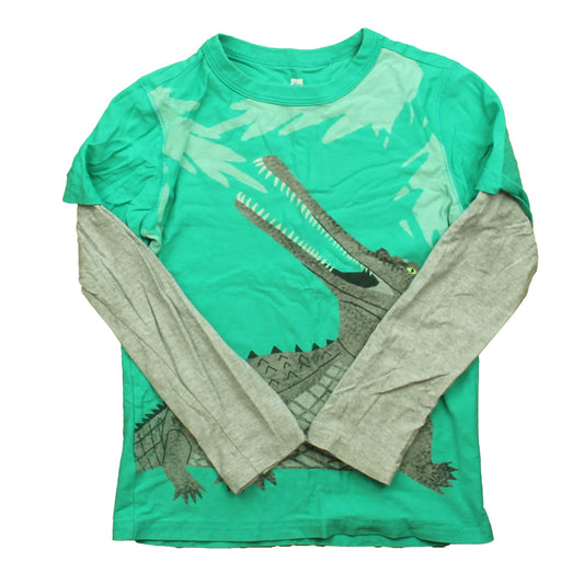 Tea Collection Boys Gray | Green Dinosaur Long Sleeve T-Shirt Size: 8 Years Gray | Green Dinosaur