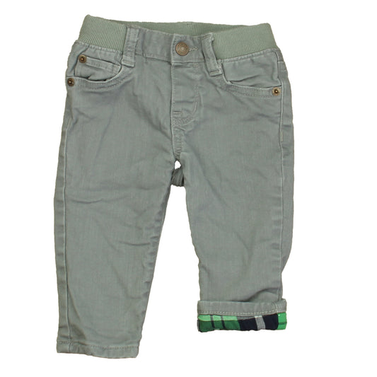 Gap Boys Gray | Green Plaid Jeans Size: 6-12 Months Gray | Green Plaid