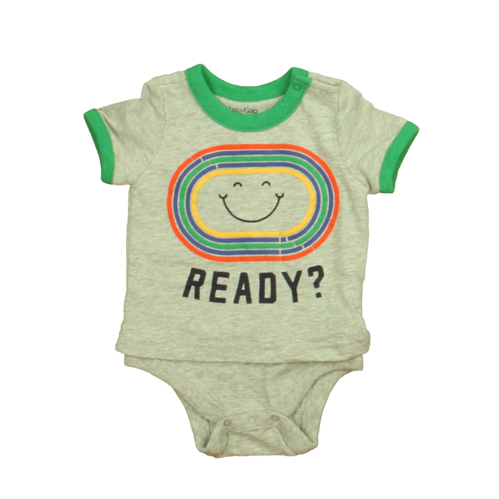 Gap Boys Gray | Green Rainbow Onesie Size: 3-6 Months Gray | Green Rainbow