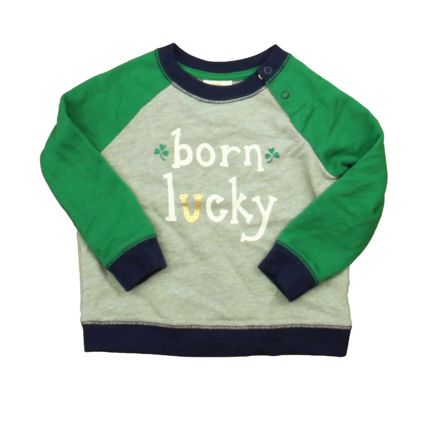 Cat & Jack Boys Gray | Green Shamrock Long Sleeve T-Shirt Size: 18 Months