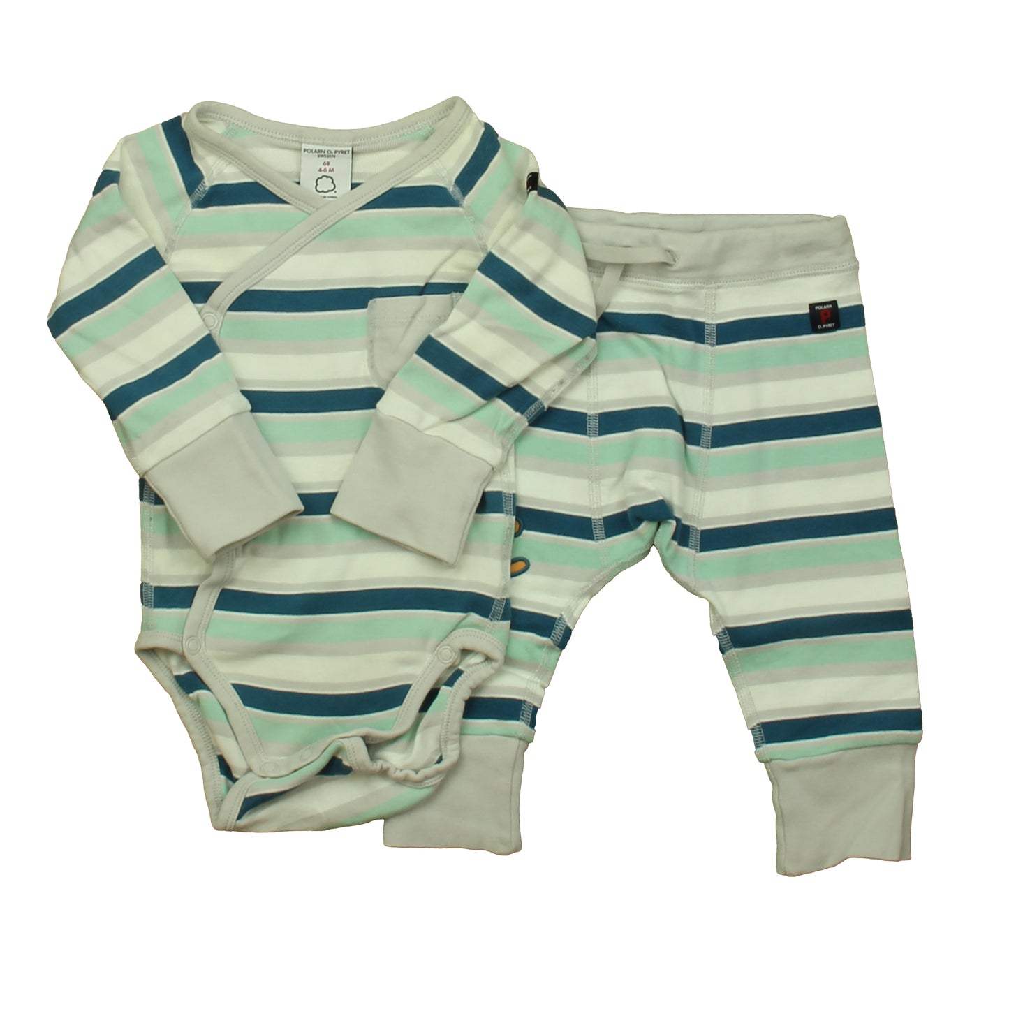 Polarn O. Pyret Boys Gray | Green Stripe Apparel Sets Size: 4-6 Months Gray | Green Stripe