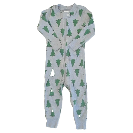 Hanna Andersson Boys Gray | Green Trees 1-piece Non-footed Pajamas Size: 18-24 Months Gray | Green Trees