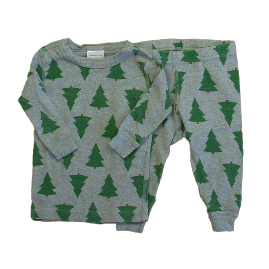 Hanna Andersson Boys Gray | Green Trees 2-piece Pajamas Size: 6-12 Months