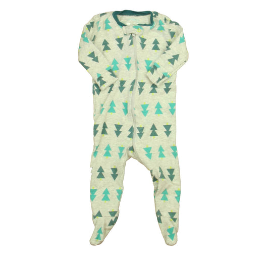 Primary.com Boys Gray | Green 1-piece footed Pajamas Size: 3-6 Months Gray | Green