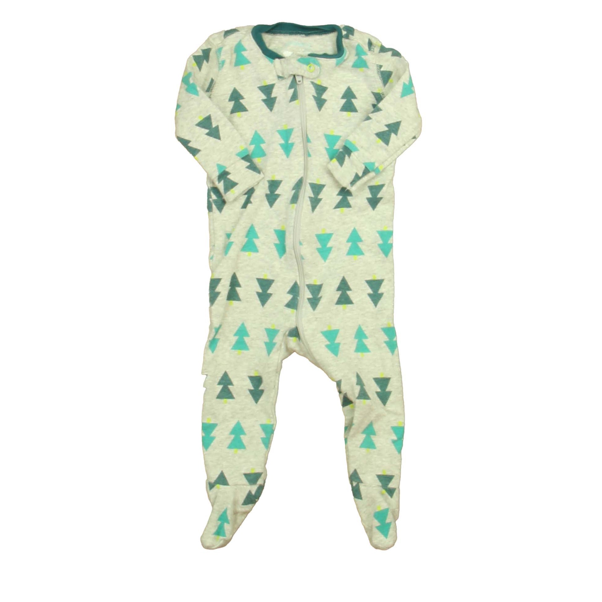 Primary.com Boys Gray | Green 1-piece footed Pajamas Size: 3-6 Months Gray | Green