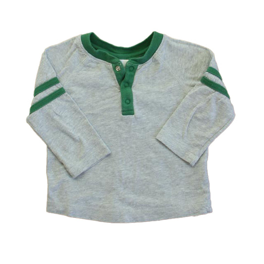 Hanna Andersson Boys Gray | Green Henley Size: 18-24 Months