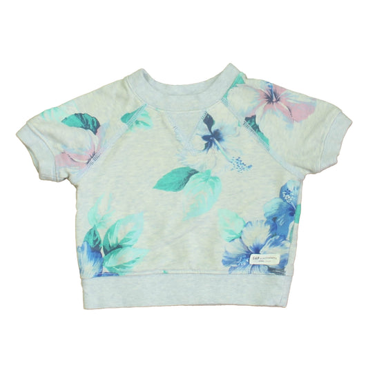 Gap Girls Gray | Green Short Sleeve Shirt Size: 3-6 Months Gray | Green