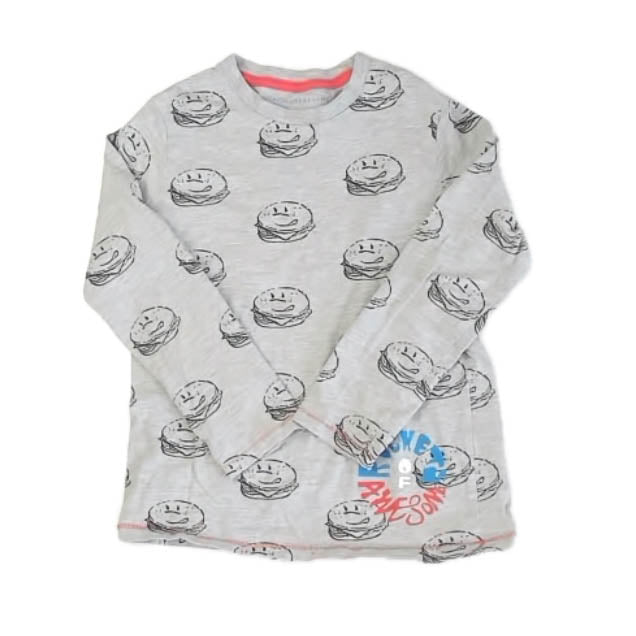 Rockets Of Awesome Boys Gray Hamburger Long Sleeve T-Shirt Size: 7 Years Gray Hamburger
