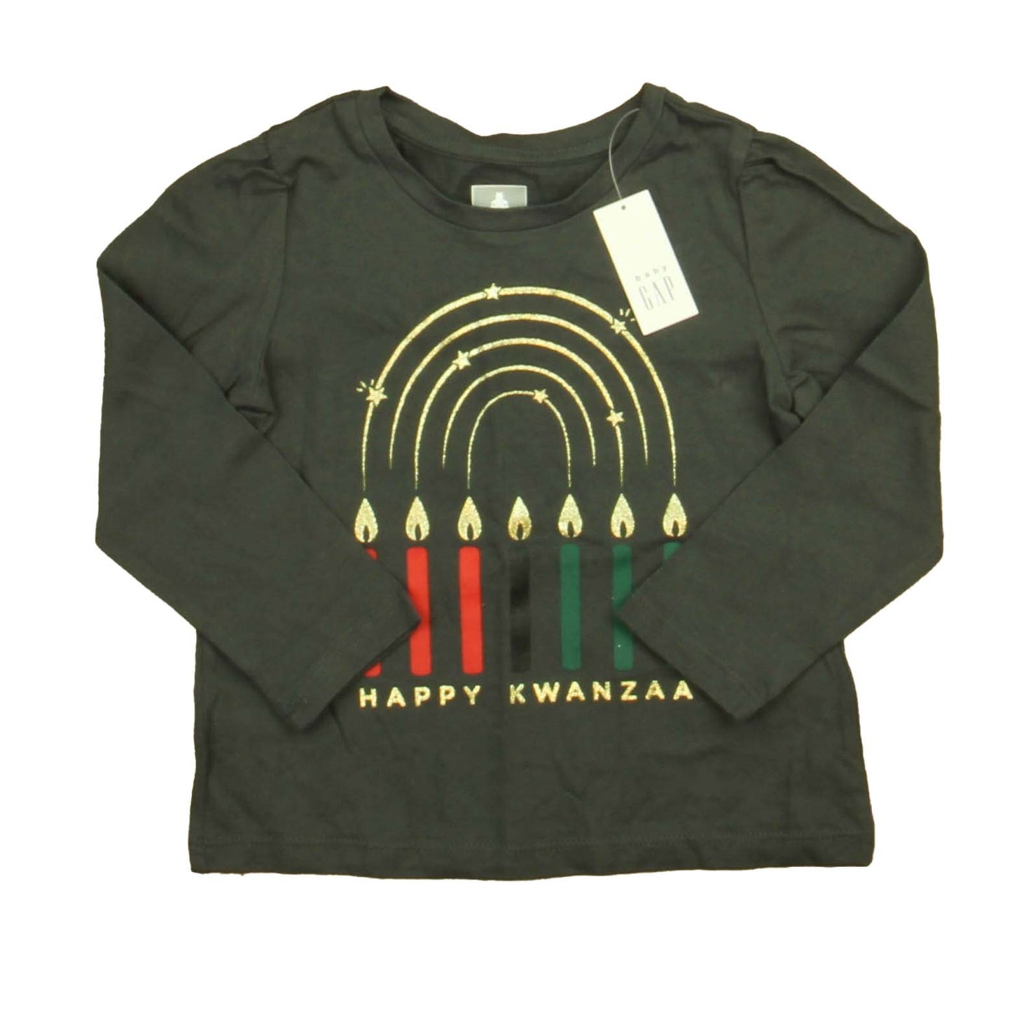 Gap Girls Gray Happy Kwanza Long Sleeve T-Shirt Size: 3T Gray Happy Kwanza