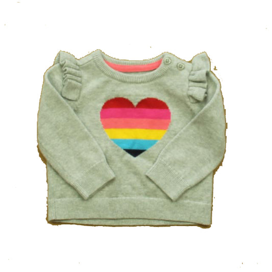 Gap Girls Gray Heart Sweater Size: 3-6 Months