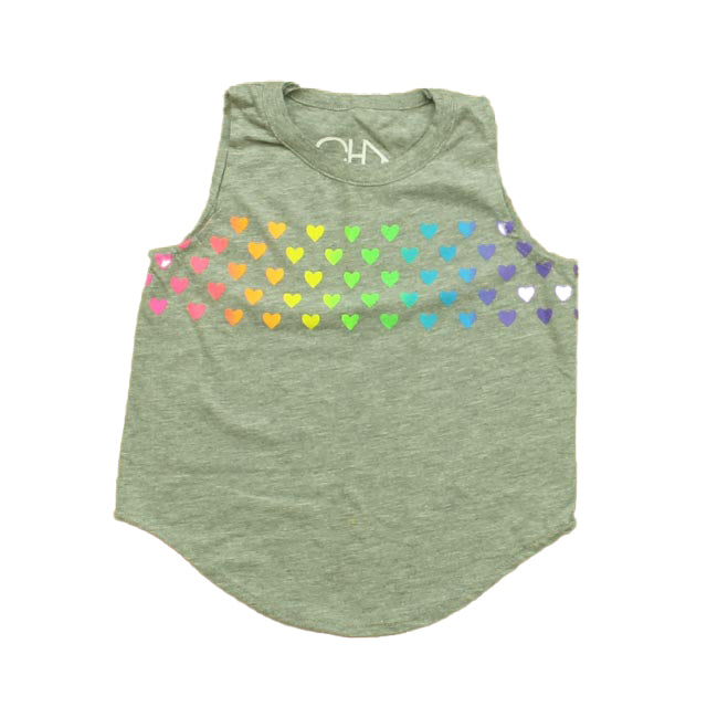 Chaser Girls Gray Hearts Tank Top Size: 3T